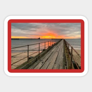 Sunrise over the Old Wooden Pier Sticker